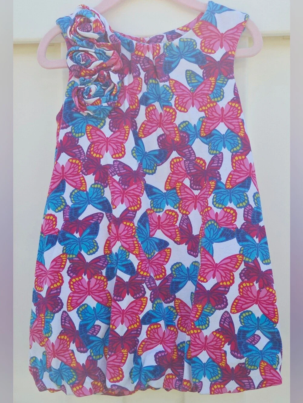 Green Cotton By Garnet Hill Toddler Girl Floral Dress With Bubble Hem Size 2T